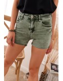 Short shorts with a decorative zip at the back, khaki 954 - Online store - Boutique